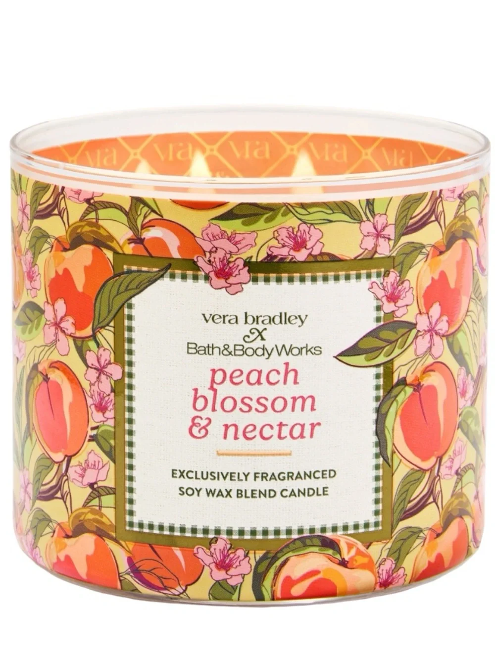 Vera Bradley Peach candle Pedestal & 3-Wick Candle Limited Edition Set